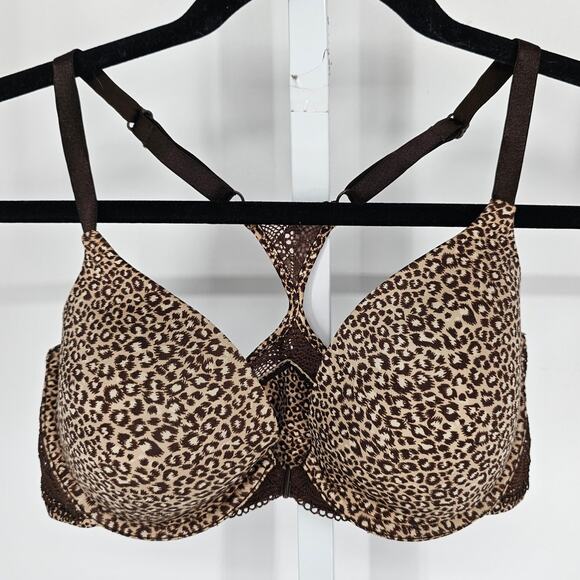 Maidenform Womens Sz 36C Front Clasp Padded T Shirt Bra Leopard Print - Picture 1 of 5